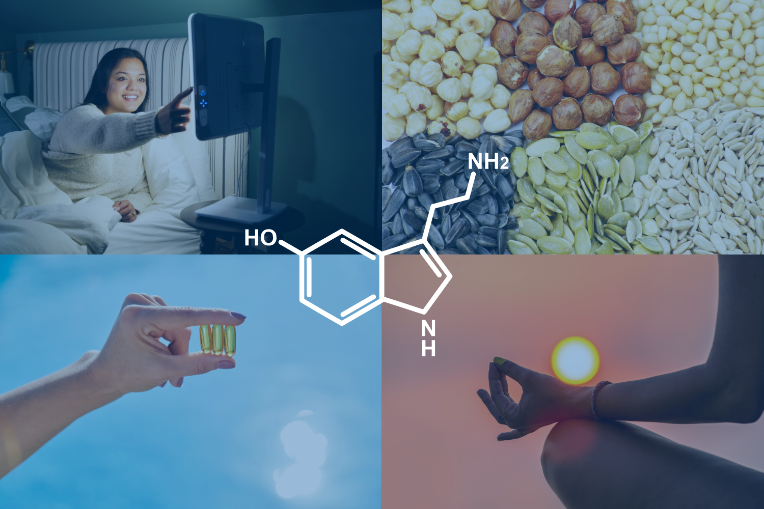A collage of various sources of serotonin
