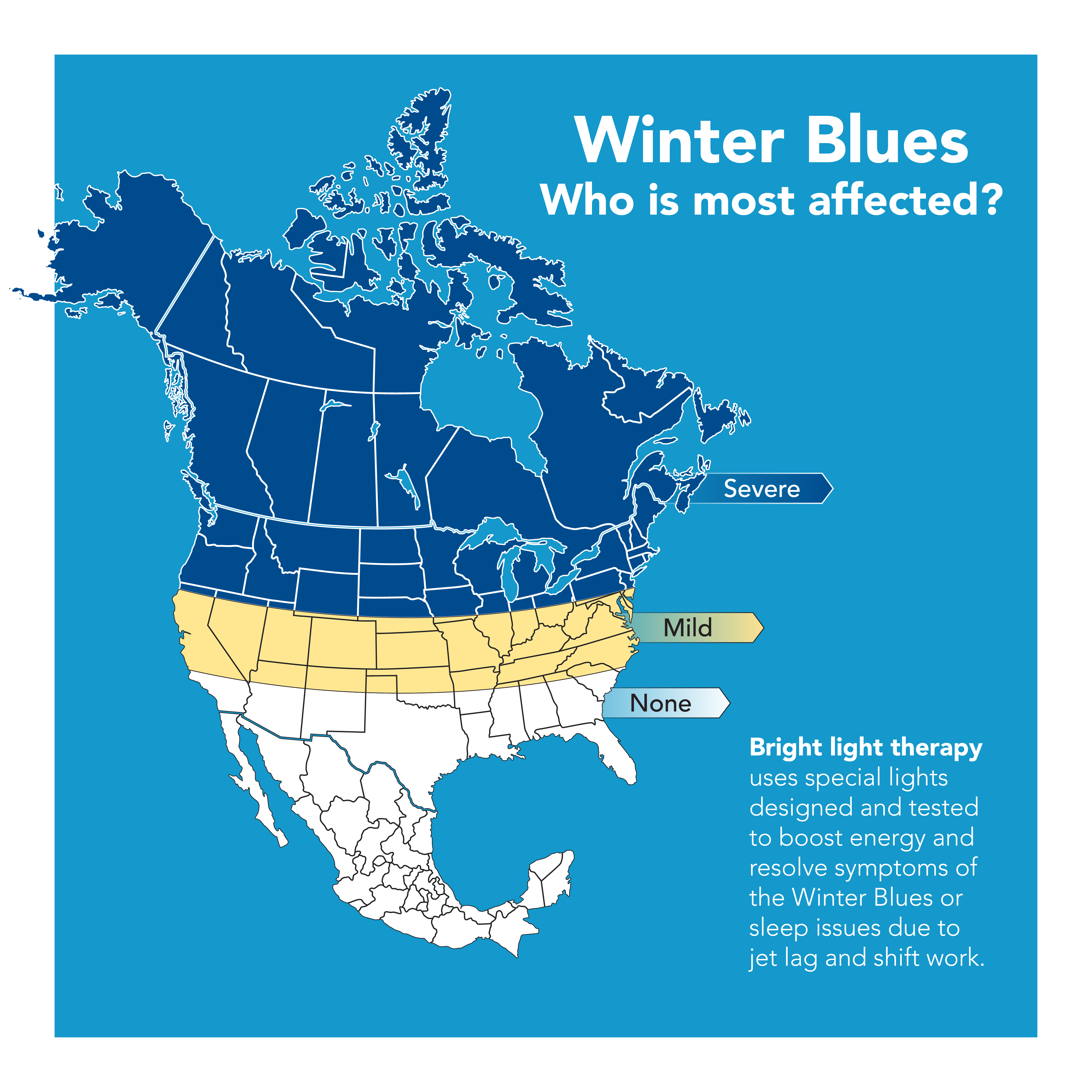 A US chart with text, "Winter Blues: Who is most affected?"